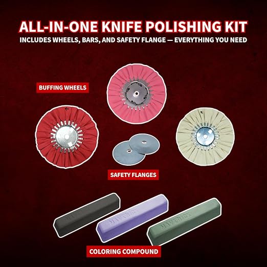 Combat Abrasives Knife Polishing Kit for Buffing &amp Polishing Steel or Stainless Steel 7 Piece Kit