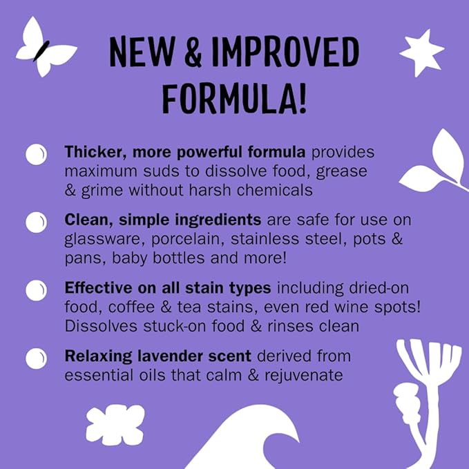 Molly's Suds Liquid Dish Soap | Clean Simple Ingredients | Extra Scrubbing Power | Lavender Scent 24 oz - 2 Pack