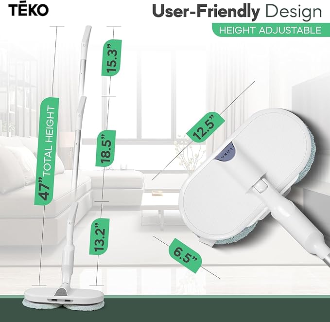TEKO Electric Mop | As Seen on TV Power Mop | Hardwood Floor Mop with Baseboard Cleaner Attachment | Floor Mops with Washable Pads Included (Graphite)