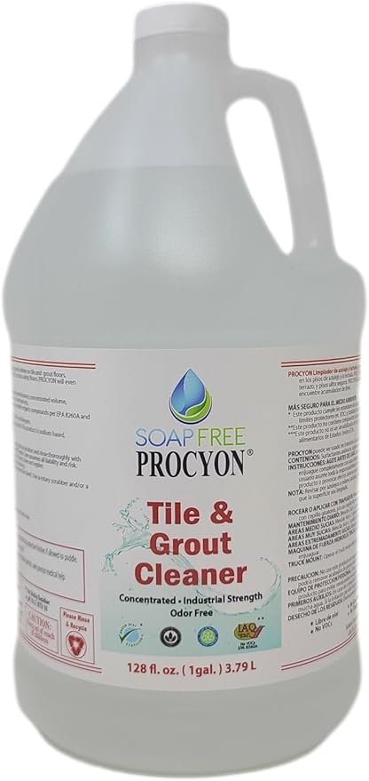 Procyon Tile &amp Grout Cleaner - Professional Pet-Safe Eco-Friendly Concentrated Cleaning Solution for Tile Bathrooms Ceramic Concrete - Indoor/Outdoor Cleaning (512 Oz Case)