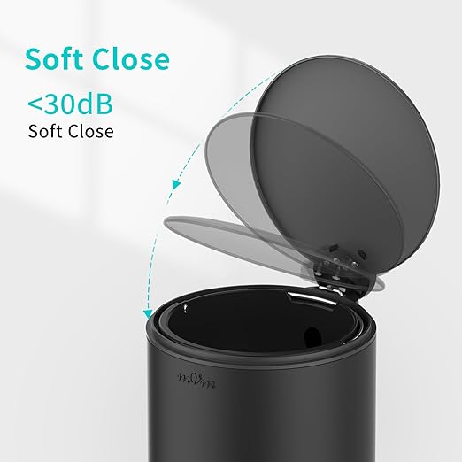 mVm Bathroom Trash Can3.2 Gallon/12 Lliter Step Round Trash Can with Lid and Foot PedalSoft-Close.Stainless Steel Garbage Can for BathroomBedroomOfficeLiving Room (Matte Black)