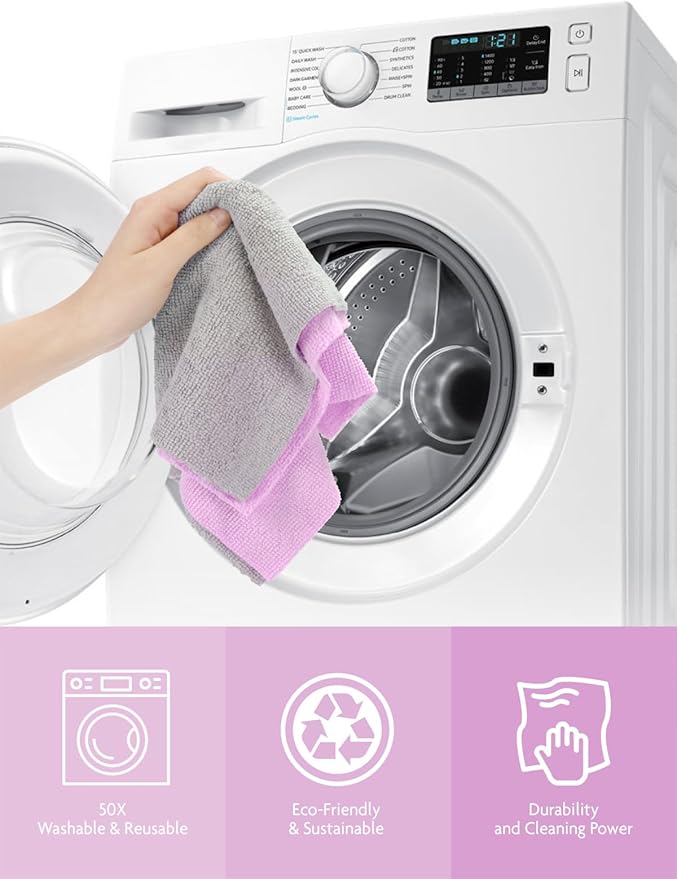 Fantasticlean Microfiber Cleaning Cloth Roll -75 Pack Tear Away Microfiber Towels 12 x 12 Reusable Washable Scratch Free Ultra Absorbent Dishcloth for All-Around Cleaning Supplies (Purple)