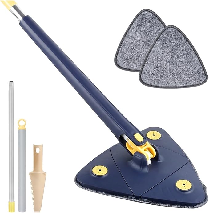 Telescopic Triangle Mop 360° Rotatable Cleaning Foldable Self Water Squeezing Wall Wet and Dry Use Home Tools