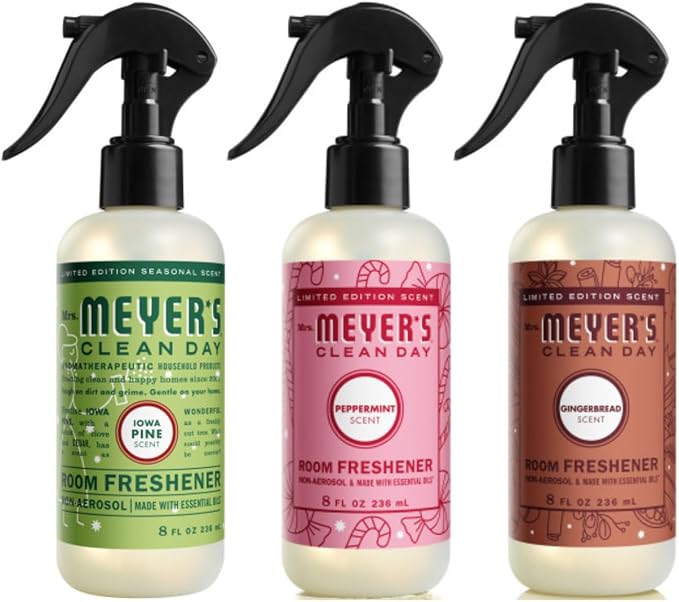 Mrs. Meyer’s Clean Day Room Freshener 3 Pack Variety Pack Iowa Pine Peppermint Gingerbread 8 Fl Oz Each 1 CT