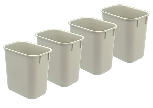 Acrimet Wastebasket Deskside Bin 3.25 Gallon/13 Quart/ 12 Liter (Plastic) (Light Gray Color) (Set of 4)