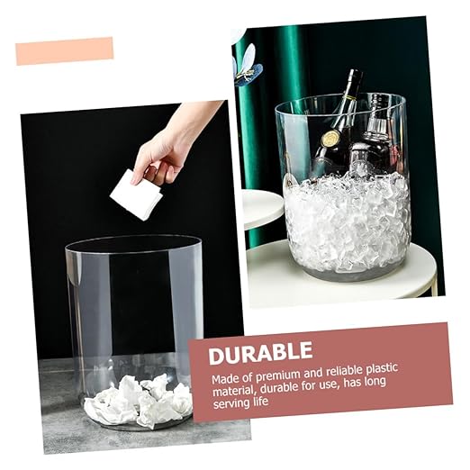 TEHAUX Large Capacity Trash Can - Simple Clear Garbage Can Plastic Waste Basket for Bedroom Living Office Bathroom Waste Container 11 * 9 inch