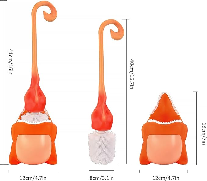 Creative Dinosaur Toilet Brush Toilet Bowl Brush and Holder Flexible Toilet Bowl Brush Head Bathroom DinosaurToilet Bowl Brush for Deeply CleaningCute Bathroom Accessories (Orange)