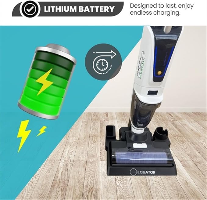 Equator Smart 3-in-1 Vacuum Sweeper Mop for Floor + Carpet Self-Cleaning Voice Prompt 8 lbs (Black)