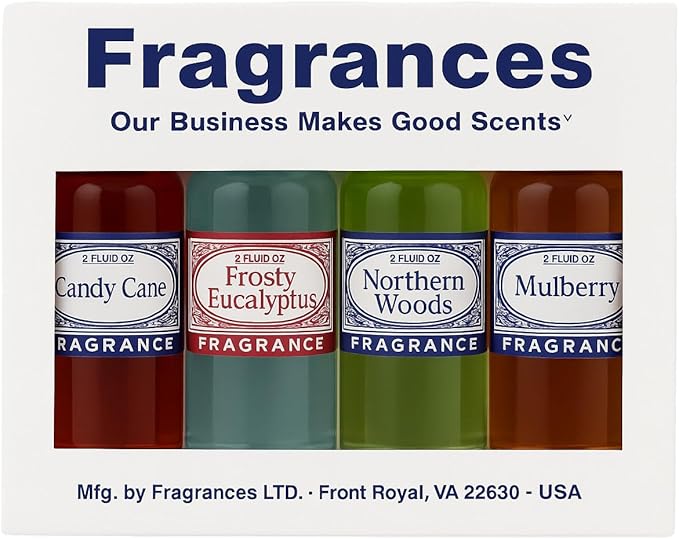 Rainbow RainMate Sirena Hyla Compatible Vacuum Fragrances – Assorted Fragrance 4-Pack For Water-Based Vacuums (Frosty Woods - Candy Cane Frosty Eucalyptus Northern Woods Mulberry)