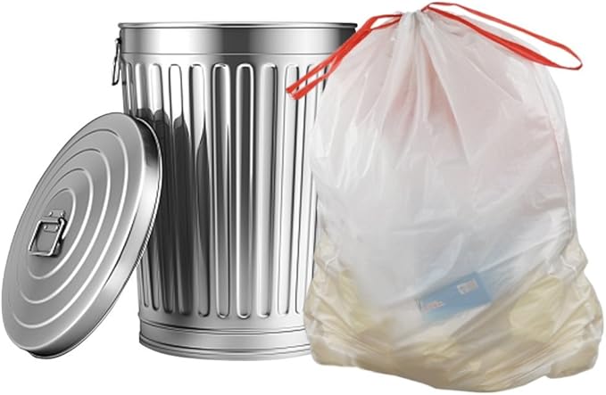 30 Gallon Drawstring Trash bags White 65 Counts