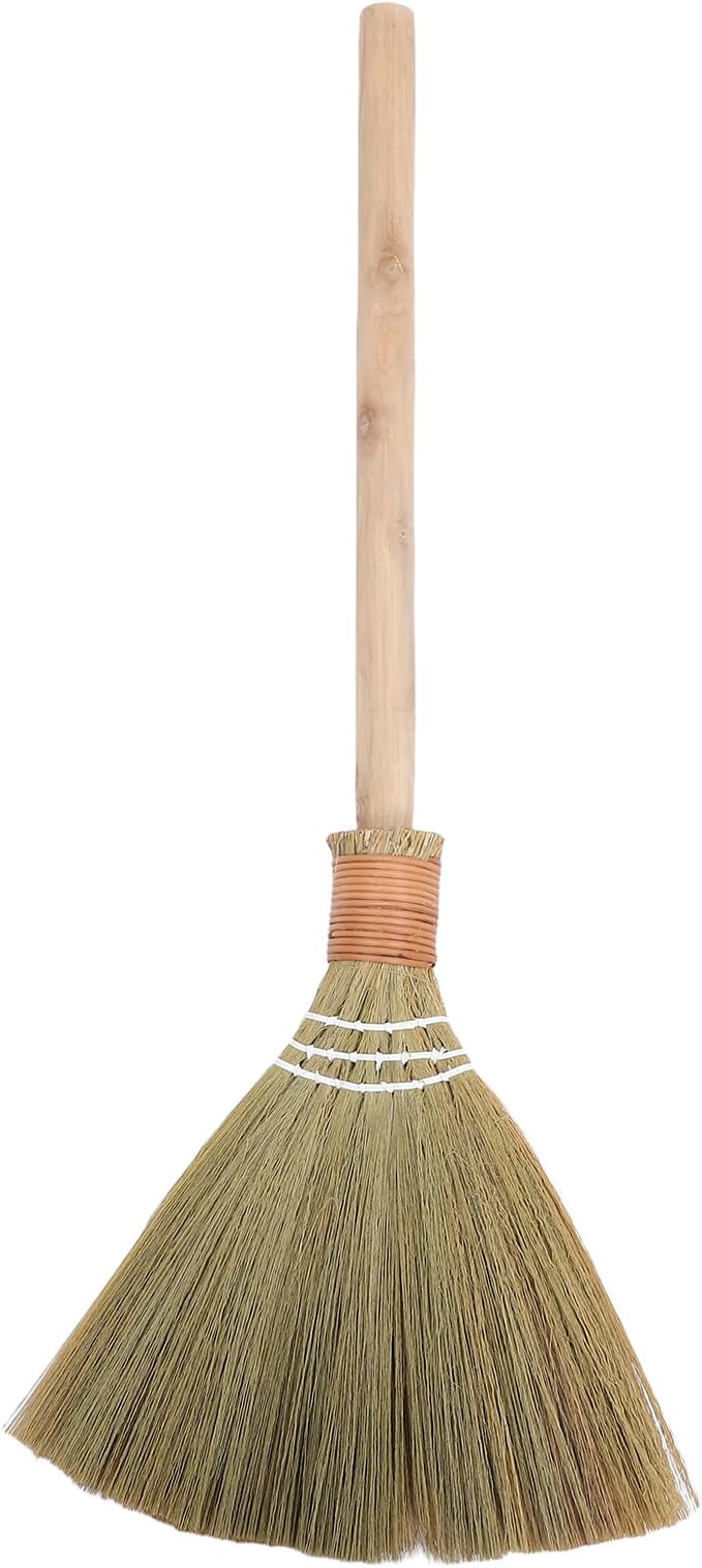 LOGOFUN Detachable Straw Broom for Hardwood Floors 74x30cm Lightweight Indoor Sweeper Living Room Kitchen