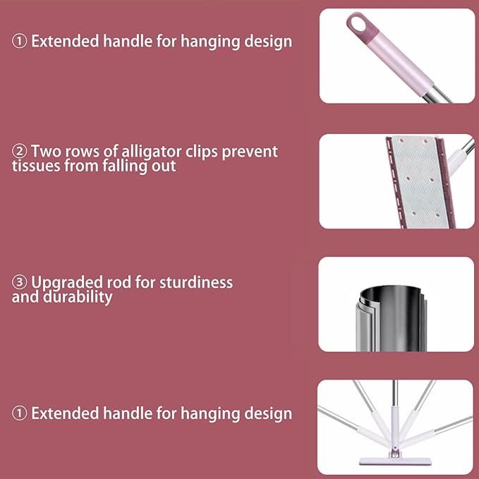Flat Mopwith Cloths Automatic Clamp Reusable | Flat Head Hardwood Floor Mop - for Home Kitchen Bathroom Bedroom Living Room Hardwood Laminate Tile Glass Window