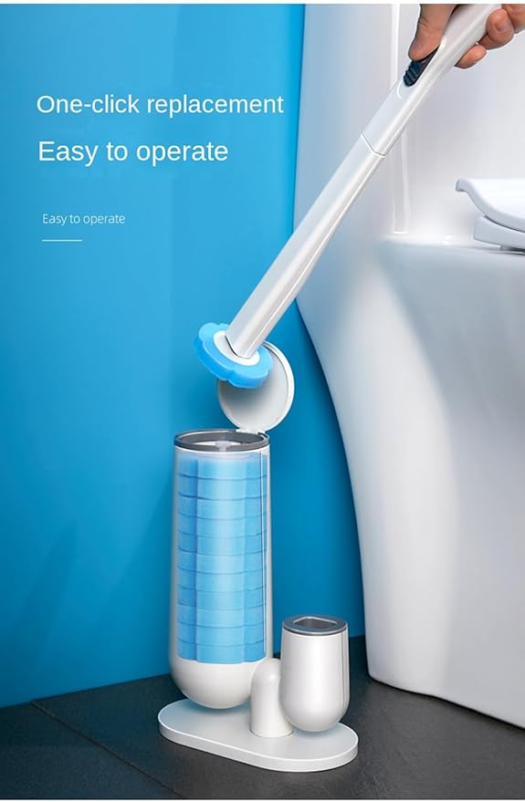 Disposable Toilet Brush with 24PCS Cleaner Refills Bathroom Bowl Wand Holder Set for Sink Bathtub Wash Basin Mop Pool (Toilet Cleaning Kit)