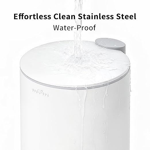 mVm Kitchen Trash Can5.3 Gallon/20 Lliter Step Round Trash Can with Lid and Foot PedalAnti-FingerprintSoft-Close.Stainless Steel Garbage Can for BathroomBedroomOfficeLiving Room (Matte White)