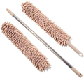 Extendable Pole Microfiber DusterHand Washable Dusters with 2pcs Replaceable HeadHousehold Sweeping Cleaning Dusting for Cleaning Car Window Furniture OfficeCeiling Fan ﻿(Brown)