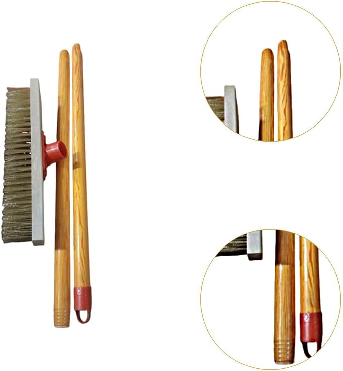 Floor Scrub Brush Metal Stiff Floor Scrubber for Garage Rough Surface Bathroom Heavy Duty Industrial Hand Broom- 30cm Brush Length