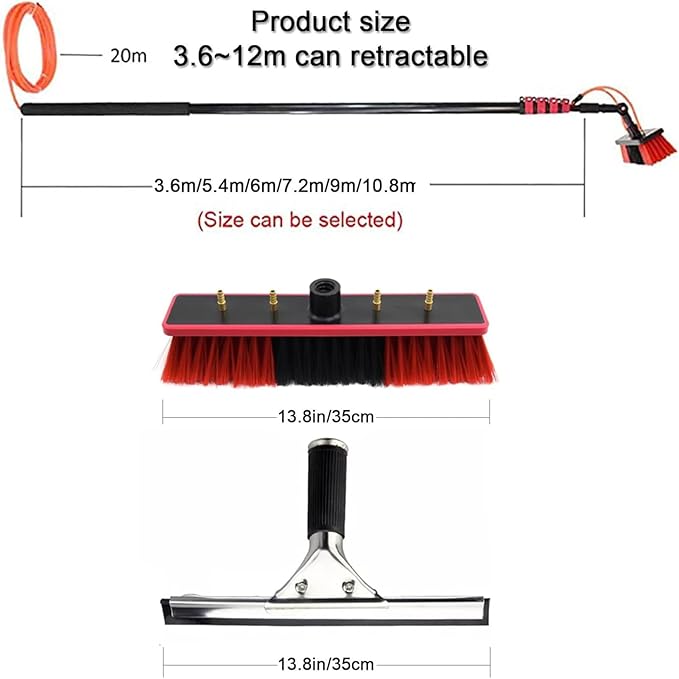 Window Cleaning Telescopic Brush Conservatory Roof Cleaner Water Fed Pole Photovoltaic Panel Cleaning7.2m