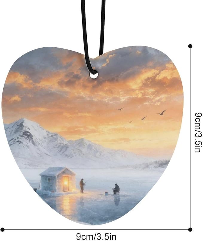 5PCS Car Air Freshener Hanging Personalized Double Sided Sunset Ice Fishing Car Fresheners Long Lasting New Cars Scents Cute Automotive Freshies for Closets Drawers (tea)