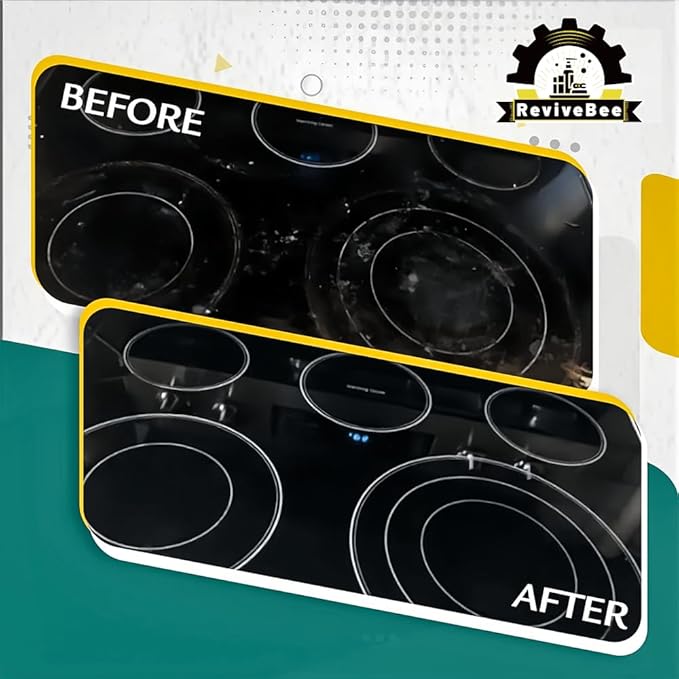 ReviveBec Glass Cooktop Cleaner and Polish Heavy Duty 5.3 oz 60-Second Quick Clean No-Rinse Formula