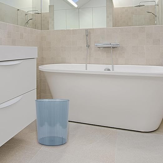 Uonlytech Transparent Medium Trash Can Minimalist Style Waste Container for Home Office Bedroom Bathroom Impact-Resistant Plastic Wastebasket Contemporary Design