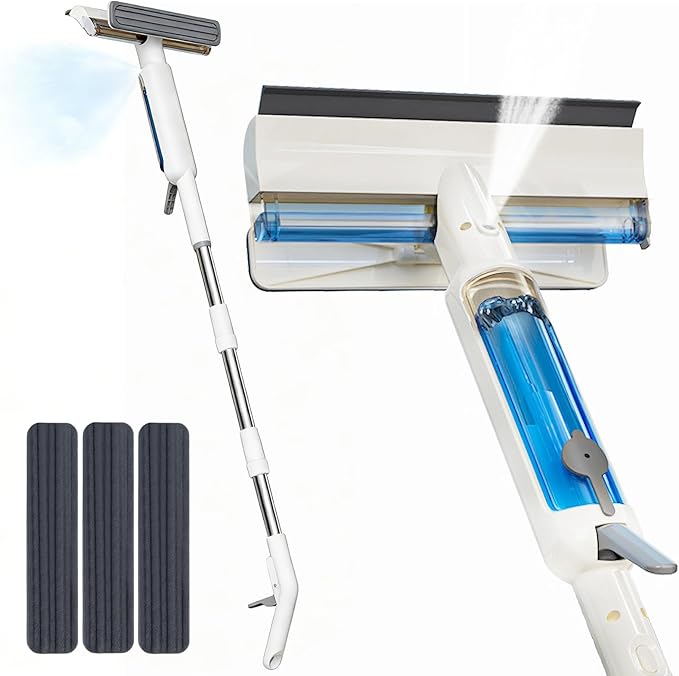 4-in-1 Window Squeegee with Sprayer &amp Remote Control Spray 74 Extendable Window Washing Kit with Extension Pole Window Cleaning Equipment for Indoor Outdoor High Window Car Glass &amp Shower