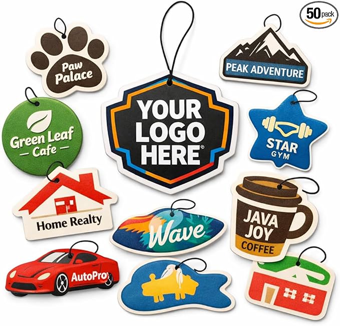 300 PCS Custom Logo Air Freshener Bulk Personalized Car Air Fresheners for Business Branding Real Estate Agents Dealerships and Events