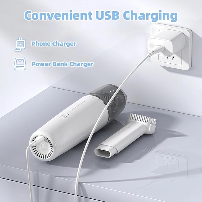Portable Car Vacuum Cleaner Cordless Handheld Vacuum Lightweight Mini Vacuum for Car and Home with Washable HEPA Filter Rechargeable