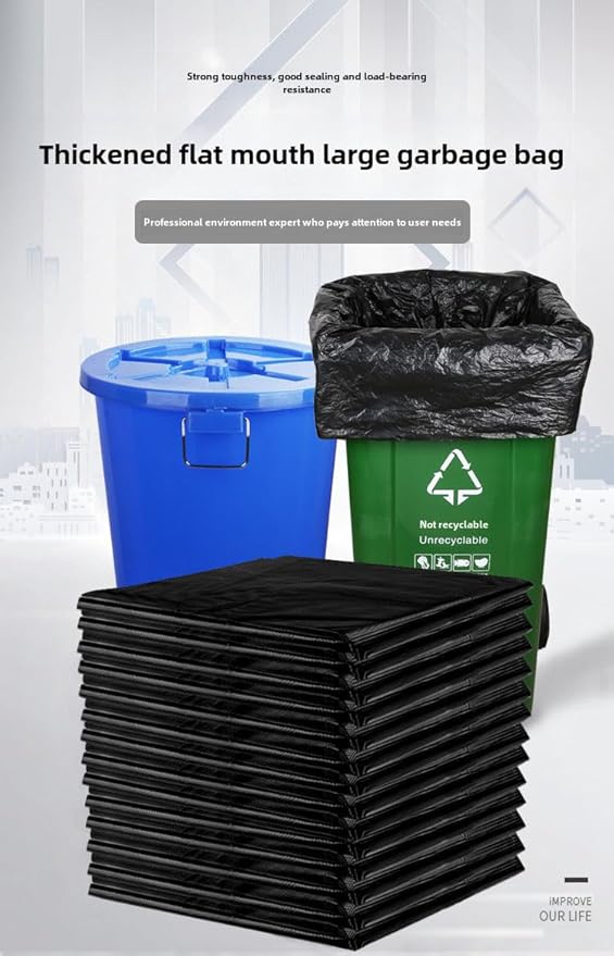 70 gallon 47.24 inches wide x 55.12 inches high Large garbage bag thick and oversized hotel oversized plastic bag disposable commercial and household use (40 pieces).