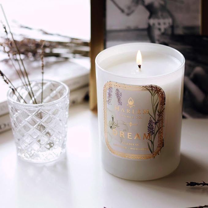 HARLEM CANDLE CO. - Dream - Luxury Scented Soy Candle 11 oz - 80-Hour Burn Time | Lavender Pimento Berry Bergamot Jasmine Wild Ginger Sandalwood | Scented Candles for Home