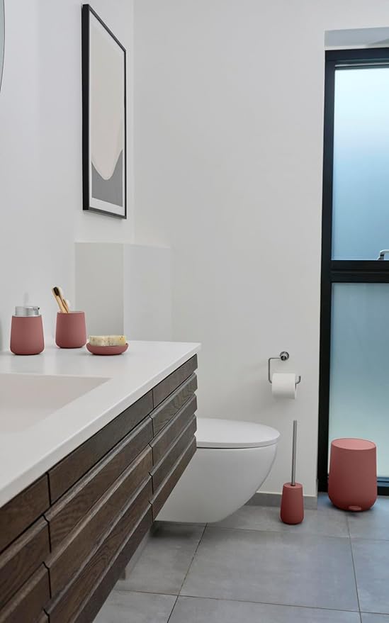 Zone Denmark Nova Steel Toilet Brush &amp Holder - Peach Red