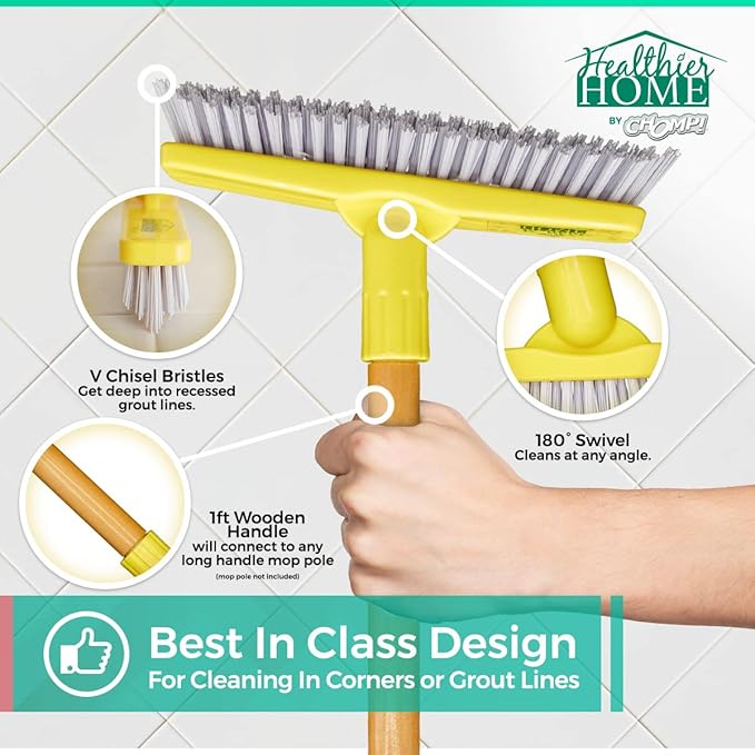 CHOMP! Grout Cleaner Bundle Includes Grout Brush Refreshes Grout and Removes Stains on Tile Floors and Bathroom Walls &amp Kitchens (4 Pack Set)