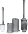 Master Plunger 500 &amp Toilet Brush Combo Set – Heavy-Duty Gray Toilet Plunger with High-Efficiency Brush and Holder – Durable Compact Bathroom Cleaning Kit