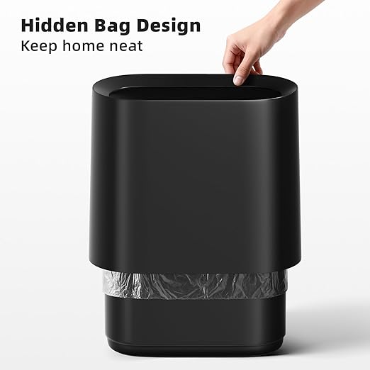 SUBEKYU 2.3 Gal Trash Can for BathroomSmall Office Garbage Can for KitchenSlim Rectangular Waste BinPlasticBlack
