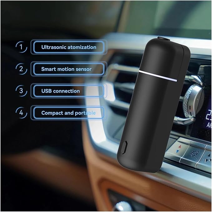 Portable Electric Car Air Freshener Vent Clip - Cordless Aroma Diffuser with 6 Essential Oil Scents(1White 6 perfume)