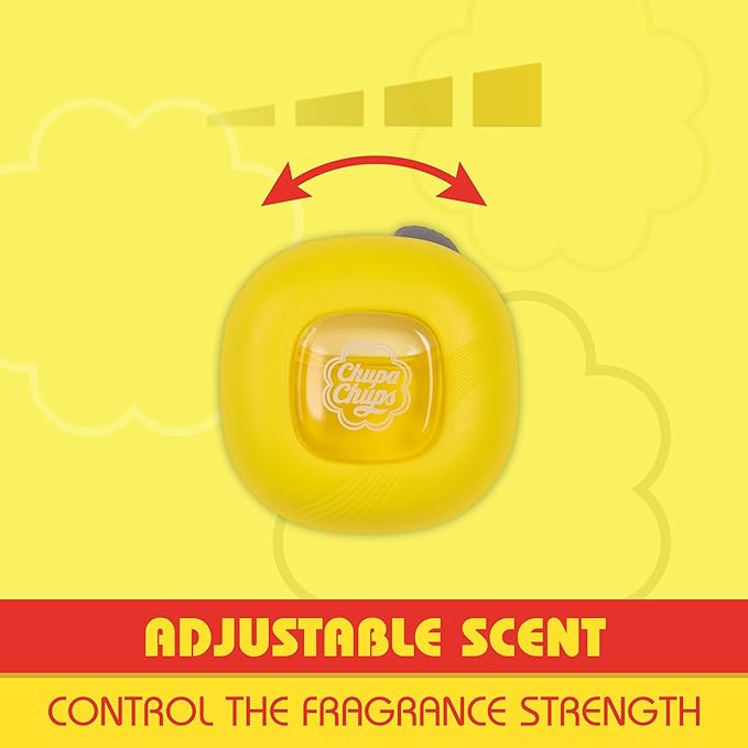 Chupa Chups Car Air Freshener Lemon Twist - Long Lasting Car Fresheners with Fun Scents Colorful and Vibrant Air Freshener for Car Unique Car Freshner Perfume Deodorizer- 4Pack (8pcs Total)