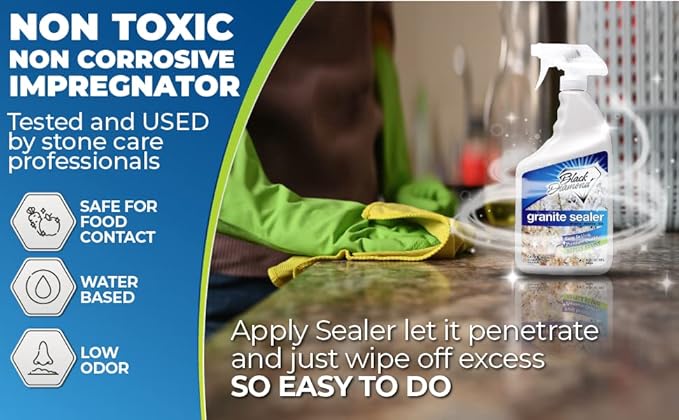 Black Diamond Stoneworks GRANITE PLUS! 2 in 1 Cleaner &amp Sealer for Granite Marble (1-G1-QT) Granite Sealer: Seals and Protects Granite Marble. 1-QT