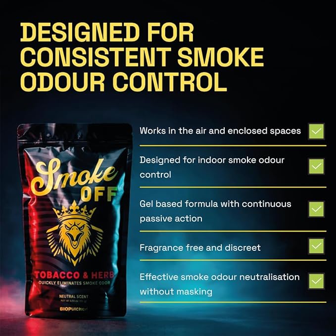 Tobacco and herb smoke odor eliminator gel bar neutral scent for home car office and smoking lounges - Biopulcher Smoke OFF.