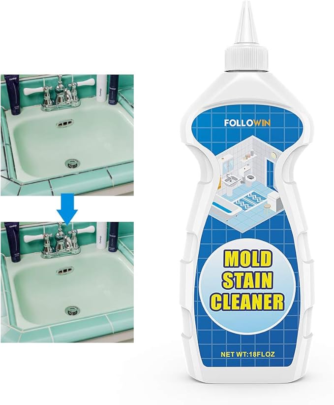FOLLOWIN Mold and Mildew Bathroom Cleaner Gel 18oz Household Stain Cleaner for Showers Tiles Grout Sealant Sinks