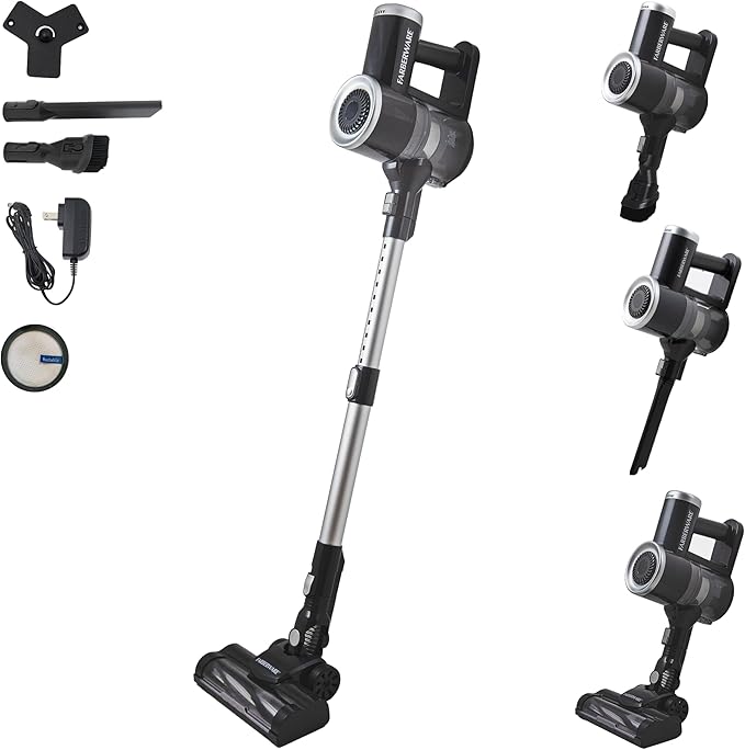 Farberware Cordless Pro Stick Vacuum Cleaner Powerful Suction with 2 Speeds for Carpet and Hard Floors Converts to Handheld Vacuum for Pet Hair