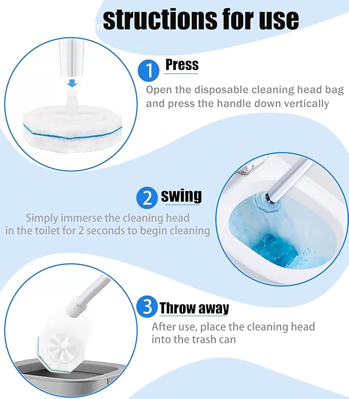 100 Pcs DisposableToilet Wand Refills for Clorox 5X Cleaning Power Scrubber Upgrade Fiber Cleaner Heads for for Toilet and Bathroom Cleaning