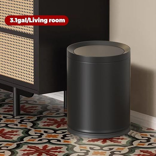 12L/3GAL Black Bathroom Trash Can with LidSwing Lid Trash can for Bedroom Modern Trash Can for BathroomBedroomLiving RoomOfficeLaundryHotelBank