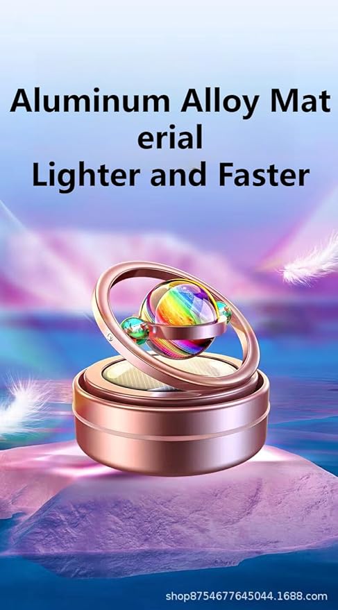 Rotating Car Air Freshener Solar Floating Planet Stocking Stuffers Car Perfume Aromatherapy Diffuser Car Interior Decoration Accessories Diffuser for Car Office Home (Red)