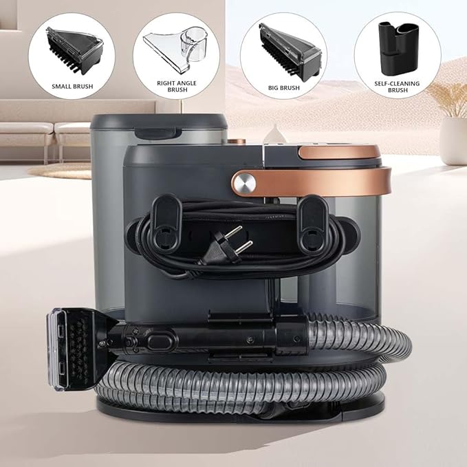 Portable Spot Cleaner with 15000PA Suction Gray and Rose Gold Multi-Function Carpet and Upholstery Cleaning Machine 12.01x8.86x11.81 Inch