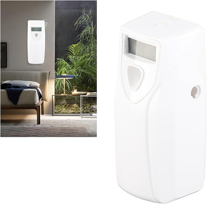 LCD Fragrance Dispenser with Timer Wall Mount Air Freshener Perfume Sprayer Machine for Home Office Hotel White