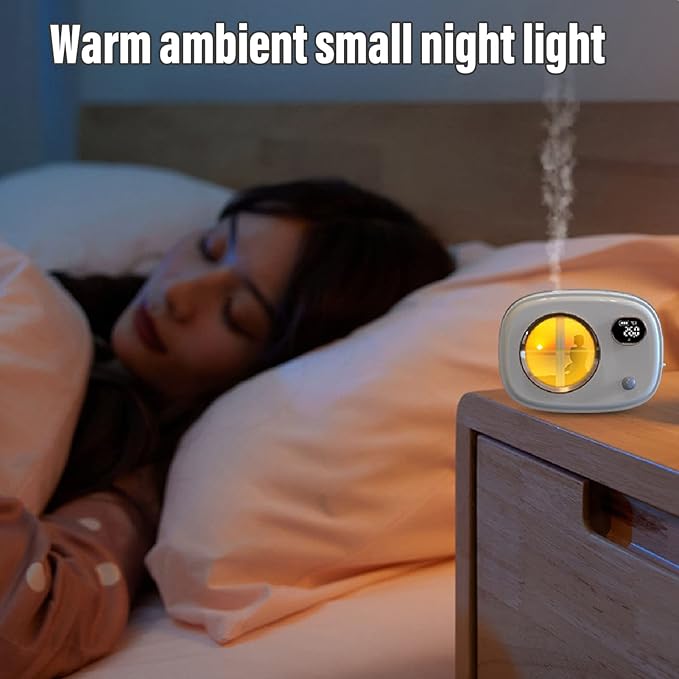 Smart Digital Display Ultrasonic Fragrance Aromatherapy Diffuser Wall Mounted Auto Air Freshener for Toilet Living Room Hotel Noise Reduction Night Light Wide Coverage (White)