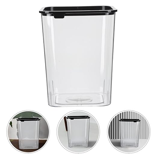 Transparent Square Garbage Bin Wastebasket for Home Office Bedroom Bathroom Compact Plastic Trash Can with Firm Bagging Modern Design for Household Storage and Recycling