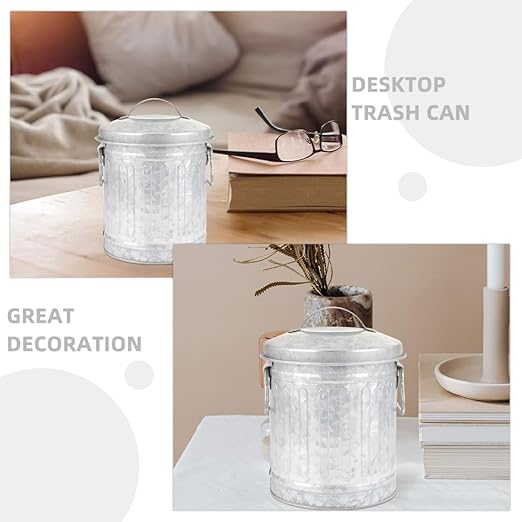 2pcs Multi-use Desk Trash Can Bucket Shape Pen Holder Wastebasket for Home Office