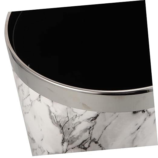 GLEAVI Marble Pattern Trash Can Elegant Wastebasket for Home Bathroom Office Double-Layer Plastic Easy to Clean Space-Saving Design for and Spaces