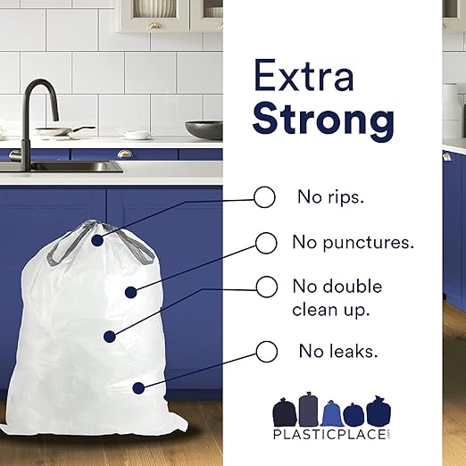 Plasticplace Custom Fit Trash Bags simplehuman Code H Compatible 8-9 Gallon 30-35 Liter18.5 x 28 200 Count White &amp Custom Fit Trash Bags Simplehuman Code H Compatible 30-35 Liter