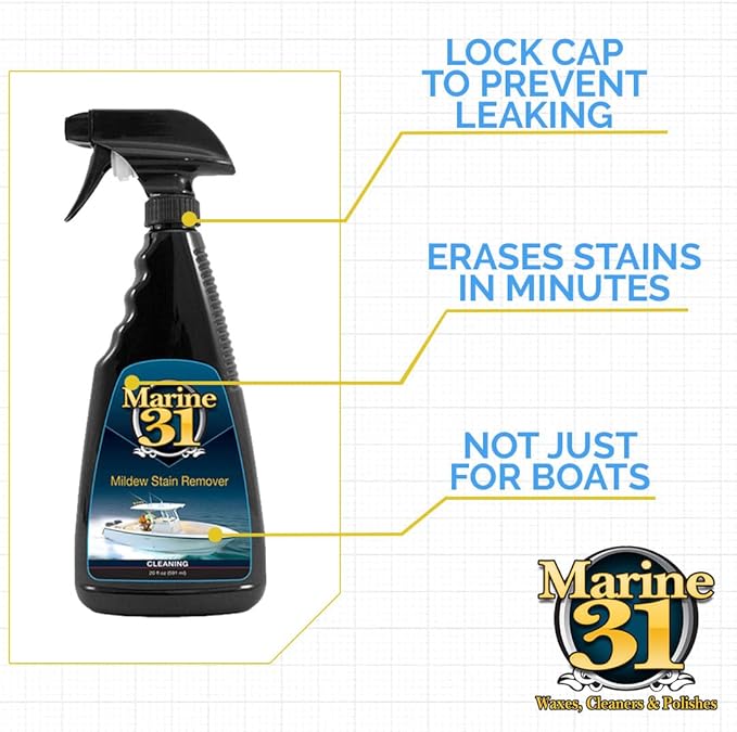 Marine 31 Mildew Stain Remover &amp Cleaner | Effective for Boats Homes Patios Bathrooms &amp Showers | Removes Mold &amp Mildew Stains | Combo Pack | M31-370-RFK-1 | 20oz &amp Gallon